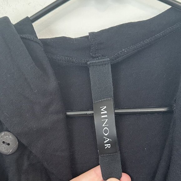 Minoar Black Lightweight Wool Hooded Cardigan - Size: Medium - Picture 3 of 8